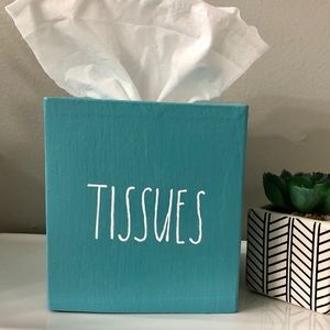 Hand Painted Turquoise TISSUES Kleenex Box Cover